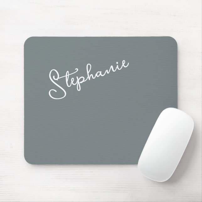 Minimalist Gray Personalized Script Name Office  Musmatta (Med mus)