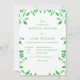 Minimalist Green Botanical Wedding Invitation Inbjudningar