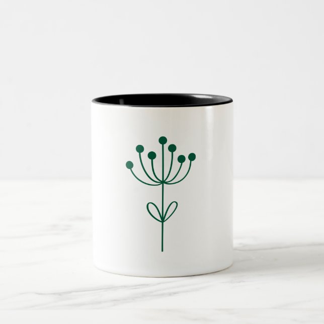 Minimalist Green Design Botanical  Två-Tonad Mugg (Center)