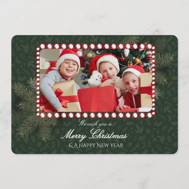 Minimalist Green Gold Merry Christmas Handwriting  Inbjudningar (Framsida)