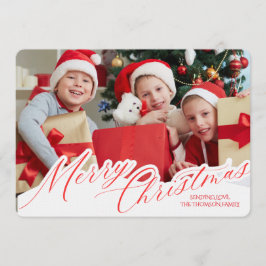 Minimalist Green Gold Merry Christmas Handwriting  Inbjudningar