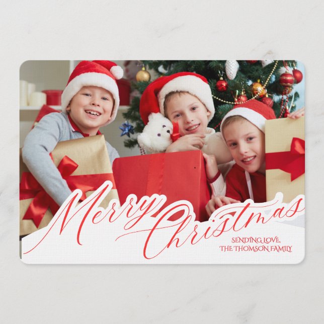 Minimalist Green Gold Merry Christmas Handwriting  Inbjudningar (Framsida)