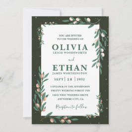 Minimalist Green Modern Simple Typography Wedding  Inbjudningar