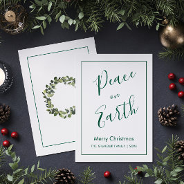Minimalist|Green Peace on Earth Christmas Card Inbjudningar