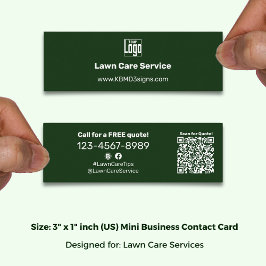 Minimalist Green & White Logo CTA QR-code Mini Visitkort