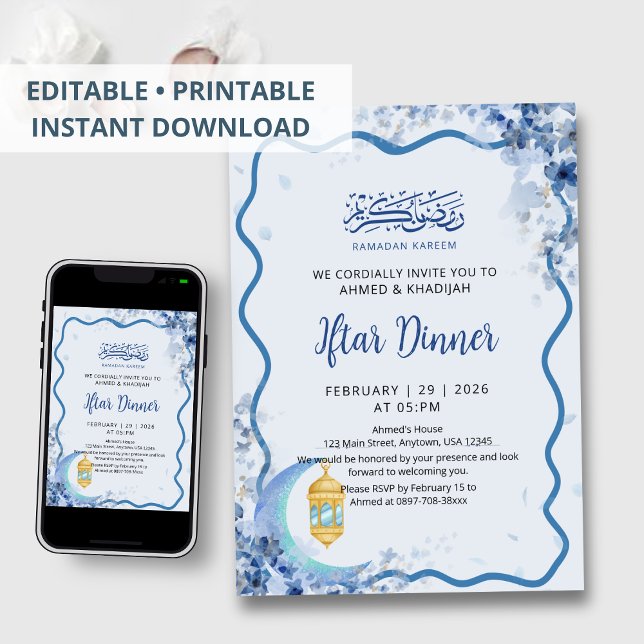 Minimalist Greenery Moon Ramadan Iftar Invitation Inbjudningar (Skapare uppladdad)