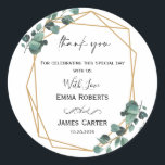 Minimalist Greenery Thank You Round Sticker Runt Klistermärke<br><div class="desc">Say thank you in style with this minimalist greenery round sticker. Perfect for sealing favor bags,  envelopes,  or thank-you cards at your modern wedding. Clean design and elegant greenery make it ideal for any greenery-themed celebration.</div>