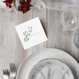 Minimalist Greenery Wedding Cocktail Napkins Pappersservett