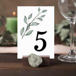 Minimalist Greenery Wedding Table Number Card Bordsnummer