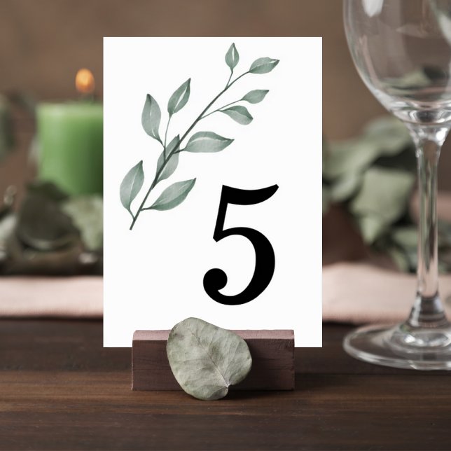 Minimalist Greenery Wedding Table Number Card Bordsnummer (Skapare uppladdad)