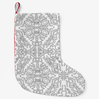 Minimalist Grey Floral Pattern Liten Julstrumpa