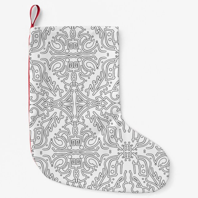 Minimalist Grey Floral Pattern Liten Julstrumpa (Framsidan)