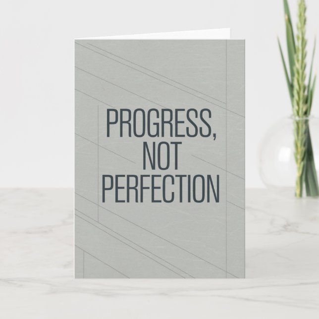 Minimalist Grey "Progress Not Perfection" card Kort (Framsida)