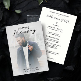 Minimalist Grey Transparency Overlay Photo Funeral Inbjudningar