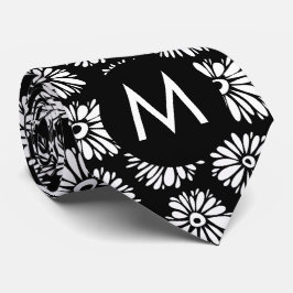 Minimalist Groovy Black and White Daisy Monogram Slips