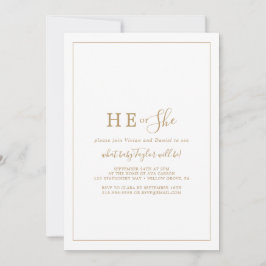 Minimalist Guld, han eller hon Gender Reveal Party Inbjudningar