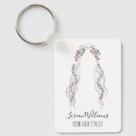 Minimalist Hairstylist Bride Wavy Hair Floral QR Nyckelring