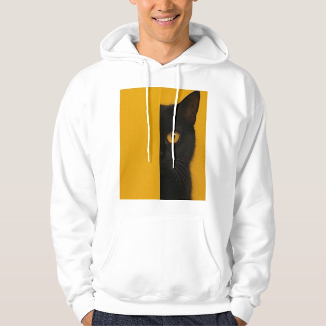 Minimalist Half-Cat Art Hoodie (Framsida)