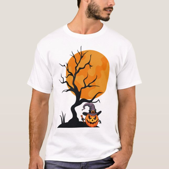 Minimalist Halloween Helgdag T Shirt (Framsida)