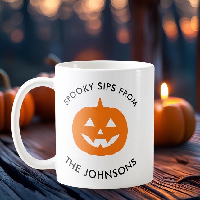 Minimalist Halloween Spooky Sips – Personalized Kaffemugg (Skapare uppladdad)