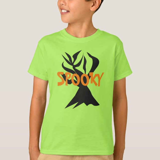 Minimalist Halloween-taloky Träd T Shirt (Framsida)