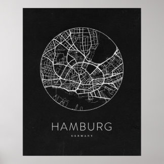 Minimalist Hamburg City Karta Poster