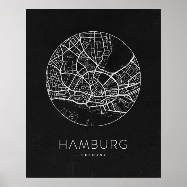 Minimalist Hamburg City Karta Poster (Framsidan)