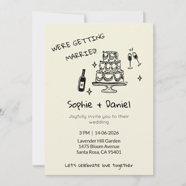 Minimalist Hand-Drawn Inbjudningar (Framsida)