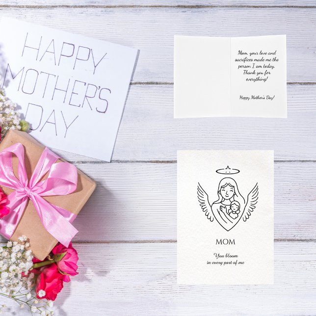 Minimalist Hand Drawn Mother`s Day Greeting Kort (Skapare uppladdad)