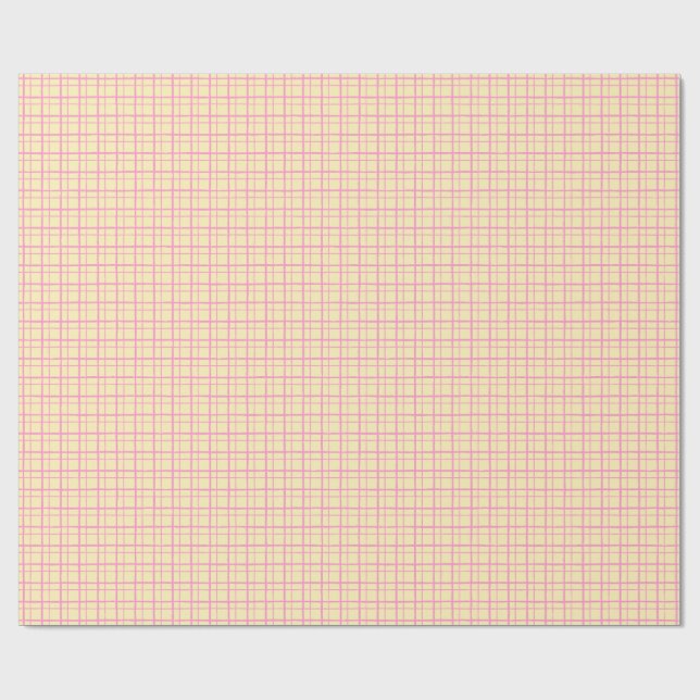 Minimalist Hand Drawn Wobbly Grid Check Yellow Presentpapper (Platt)