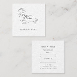 Minimalist Hand & Lotus Flower Referral Card Fyrkantigt Visitkort