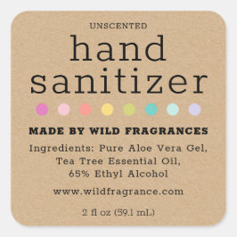 Minimalist Hand Sanitizer Soap Faux Kraft Fyrkantigt Klistermärke