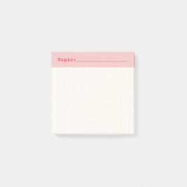Minimalist HandDrawn Grid Topic Header Ballet Pink Post-it Block