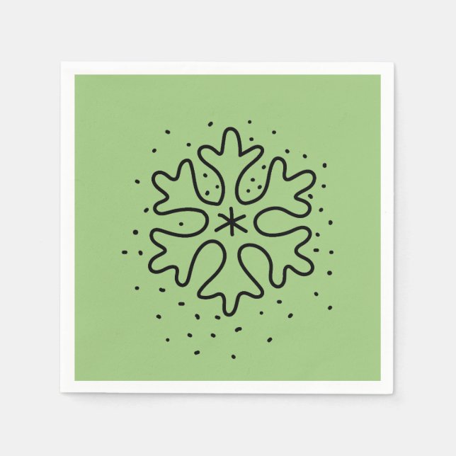 Minimalist handdrawn snowflake pappersservett (Framsidan)