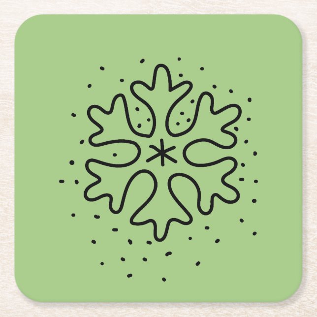 Minimalist handdrawn snowflake underlägg papper kvadrat (Framsidan)