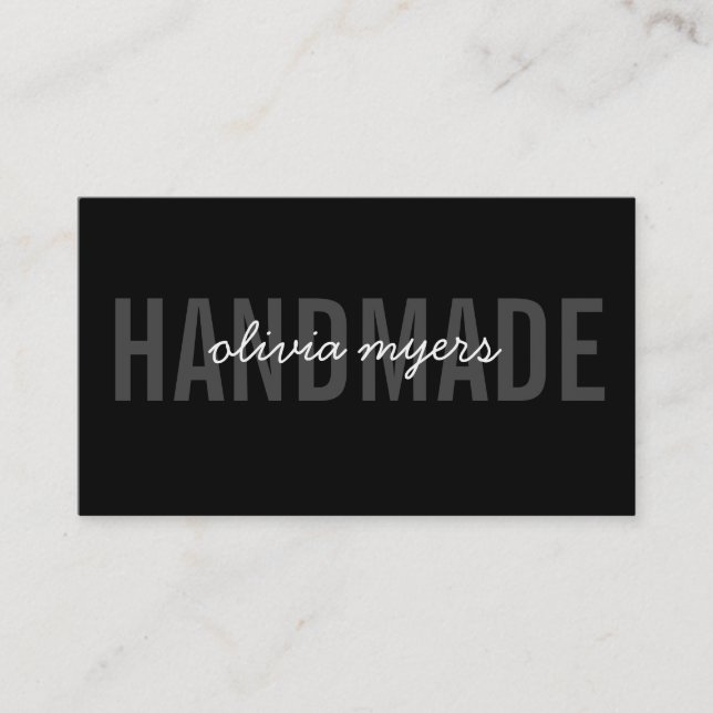 MINIMALIST HANDMADE, vanligt vitt grått svart Visitkort (Framsida)
