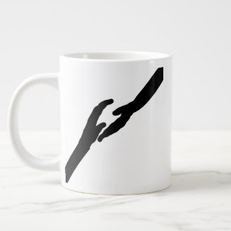 Minimalist Hands Touching Line Art Emotional Jumbo Mugg