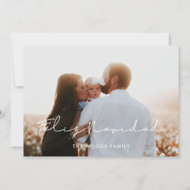 Minimalist Handskriftlig Feliz Navidad Photo Julkort