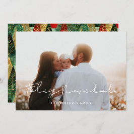 Minimalist Handskriftlig Feliz Navidad Photo Julkort