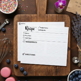 Minimalist Handwritten kitchen Refill Recipe Cards