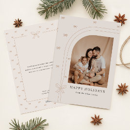 Minimalist Happy Holidays Family Christmas Photo Julkort