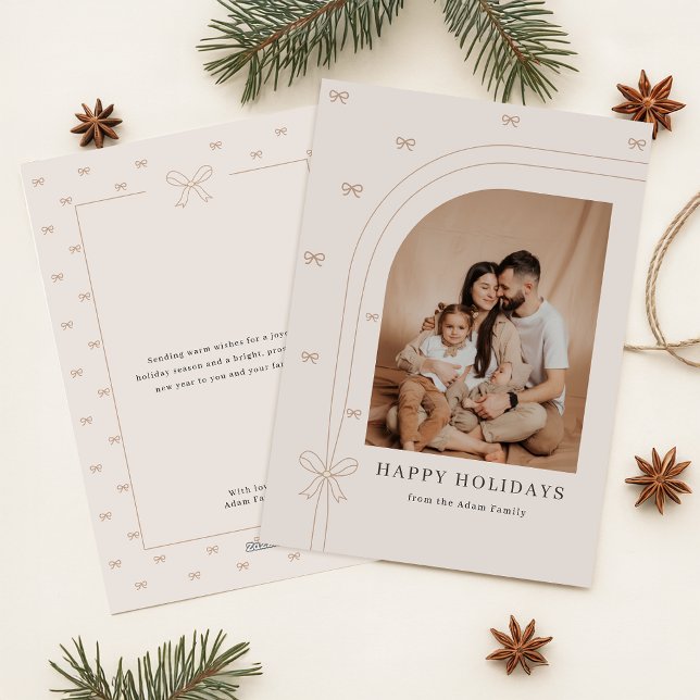 Minimalist Happy Holidays Family Christmas Photo Julkort (Skapare uppladdad)