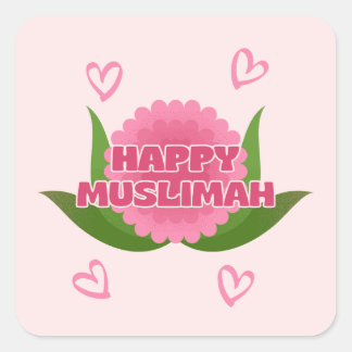 Minimalist Happy Muslimah Sticker Fyrkantigt Klistermärke