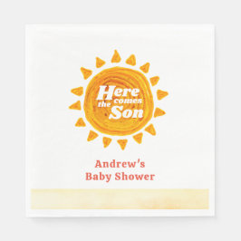 Minimalist här Kom Son Boho Baby Shower Pappersservett