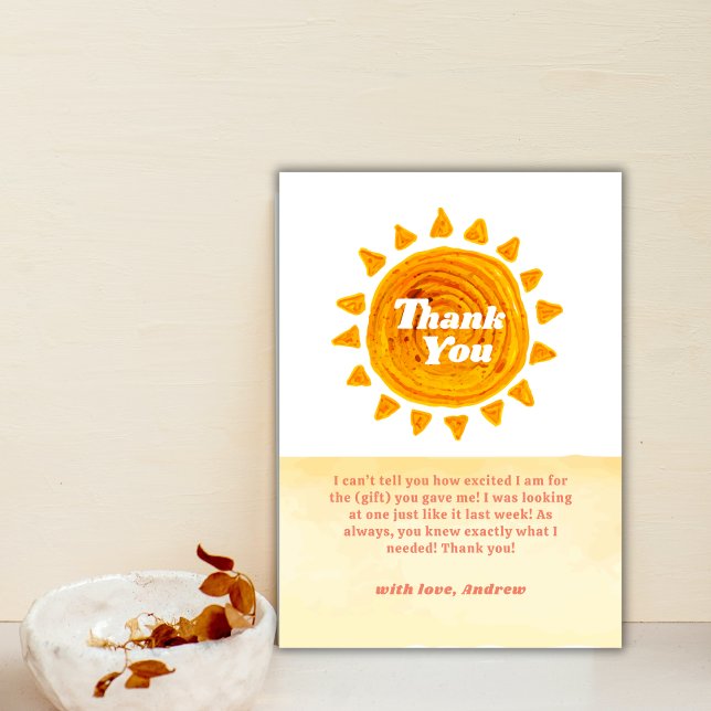 Minimalist här Kom Son Boho Baby Shower Tack Kort (Minimalist Here Come The Son Boho Baby Shower Thank You Card)