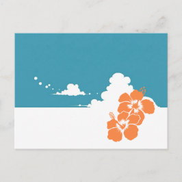 Minimalist Hawaii Hibiscus & Summer Clouds Vykort