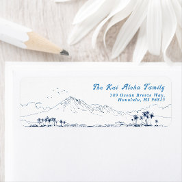 Minimalist Hawaii Mountain Return Customizable Returadress Etikett