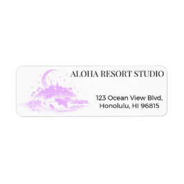 Minimalist Hawaiian Night Purple Tropical Return  Returadress Etikett