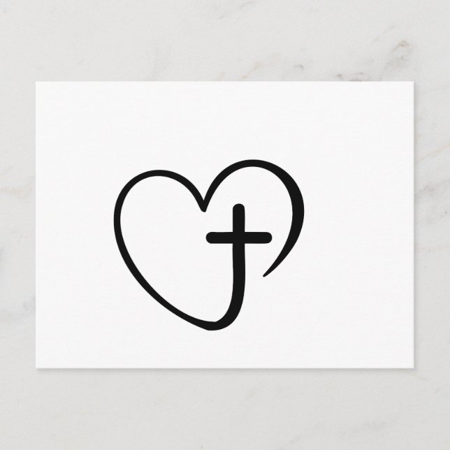 Minimalist Heart and Cross Faith Design Vykort (Framsida)