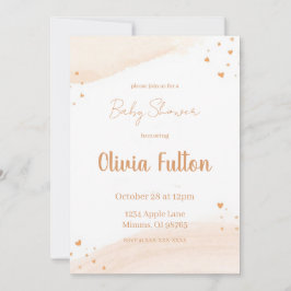 Minimalist Heart Baby Shower Invitation – Blush Inbjudningar